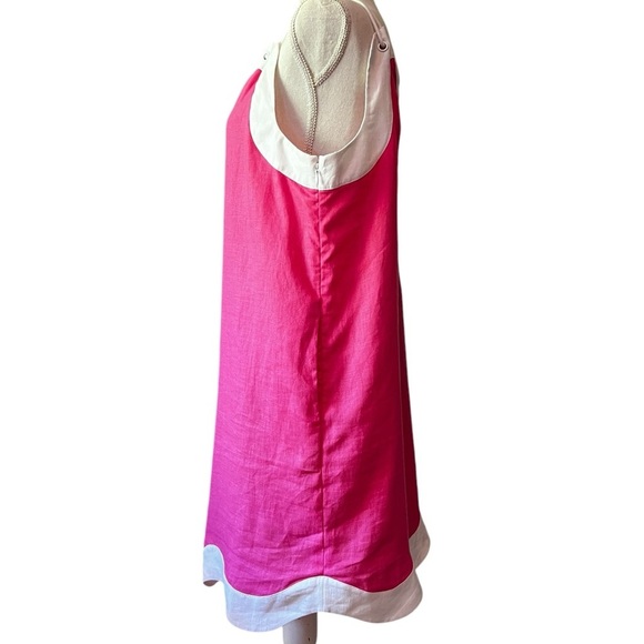 STAUD Women’s Pink and White Sleeveless Linen Dress Size XL - Picture 2 of 10